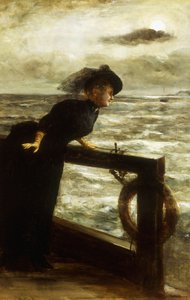 Dame in Schwarz am Meer von George van den Bos