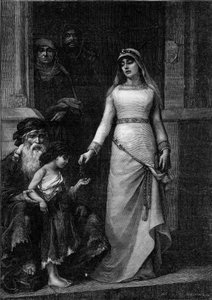 Blanche de Castille, Königin von Frankreich (1188 - 1252), genannt die Liebe der Armen (1879). Gravur nach dem Gemälde von Georges Moreau de Tours (1848-1901)