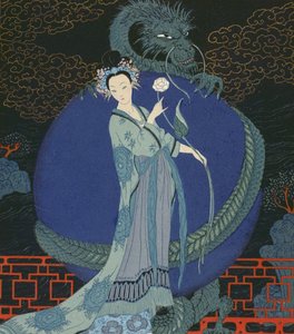 Dame mit einem Drachen