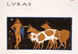 Lykas, Illustration aus Les Chansons de Bilitis, von Pierre Louys, veröffentlicht 1922 von Georges Barbier