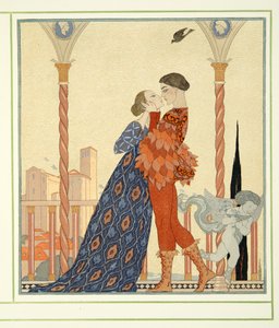 Romeo und Julia aus Personages de Comedie, veröffentlicht 1922 von Georges Barbier