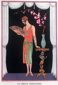 Worth-Abendkleid, Modeplatte aus Gazette du Bon Ton von Georges Barbier