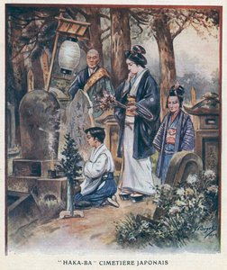 "Haka-Ba", japanischer Friedhof (Farblithografie) von Georges Ferdinand (after) Bigot
