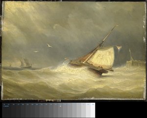 Stürmische See mit Segelschiffen