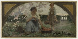 Skizze für den Speisesaal des Hôtel de Ville de Paris: Die Erdbeeren, ca. 1893 von Georges Jules Bertrand