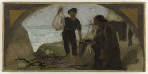 Skizze für den Speisesaal des Hôtel de Ville de Paris: Der Fisch, ca. 1893 von Georges Jules Bertrand