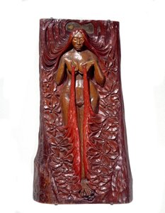 Isis. Basrelief in polychromem Mahagoni von Georges Lacombe (1868-1916) 1895 Höhe 1,11x0,62 m Paris, Musée d
