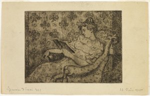 Sitzende Frau beim Lesen