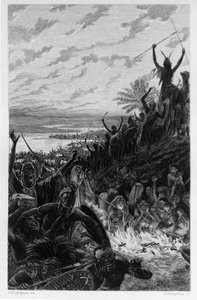 Illustration von Georges Antoine Rochegrosse (1859-1938) für den Roman „Salammbo“ von Gustave Flaubert, der den Söldnerkrieg zur Zeit des Ersten Punischen Krieges (246-241 v. Chr.) zwischen den Römern und Karthagern als Rahmen nimmt. von Georges Marie Rochegrosse