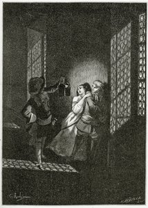 Die Liebenden Ethel und Ordener werden von Leutnant d’Alpheld gefangen - Illustration aus Han d’Islande, 19. Jahrhundert von Georges Marie Rochegrosse