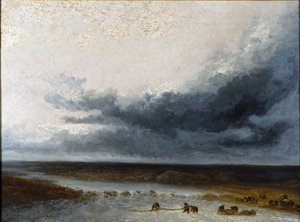 Landschaft mit Fischern an der Mündung eines Flusses, frühes 19. Jahrhundert von Georges Michel