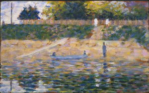 Boote in der Nähe des Strandes von Asnieres, ca. 1883 von Georges Pierre Seurat