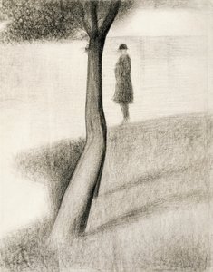 Mann neben einem Baum stehend; Studie auf La Grande Jatte von Georges Pierre Seurat