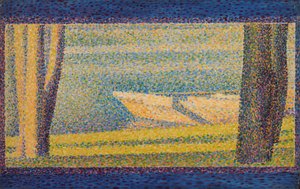 Verankerte Boote und Bäume von Georges Seurat