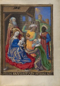 Die Anbetung der Könige aus einem Stundenbuch (Ms. 48 fol. 59)