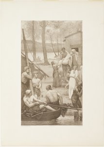 Pastorales Leben der Heiligen Genoveva (linkes Panel) von Georges William Thornley
