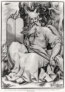 Moses, graviert von Ludwig Businck (ca. 1590-nach 1630) von Georges after Lallemand