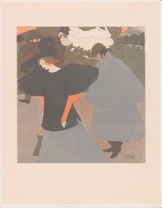 Dame op straat gevolgd door een heer von Georges de Feure