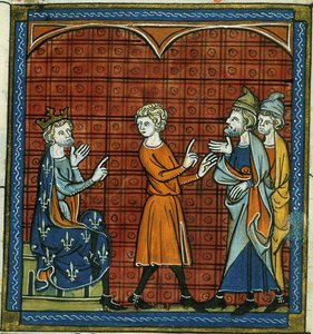 Vertreibung der Juden, aus Chroniques de France ou de St Denis, 14. Jahrhundert