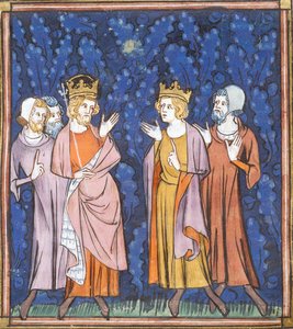 Karl der Große im Rat, aus Chroniques de France ou de St Denis, 14. Jahrhundert