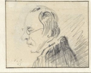 Profil eines Mannes mit Brille, nach links von Georgius Jacobus Johannes van Os