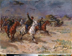 Angriff (Panzer und Kavallerie der Roten Armee während der Oktoberrevolution) von Georgiy Konstantinovich Savitsky