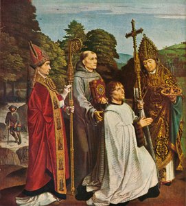 Kanonikus Bernardijn Salviati und drei Heilige, 1501 von Gerard David