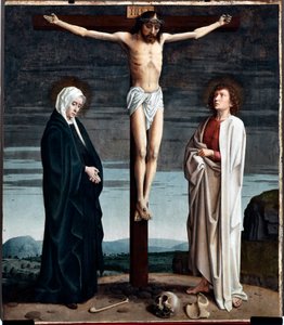 Kreuzigung Polyptychon Tafel aus der Kirche San Gerolamo della Cervara - Gemälde von Gerard David (ca. 1460-1523) 1506 Dim 90x100 cm Genua, Musei di Strada Nuova (ex Palazzo Bianco) Italien