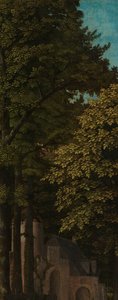 Ansicht in einem Wald, äußere linke Flügel eines Triptychons von Gerard David