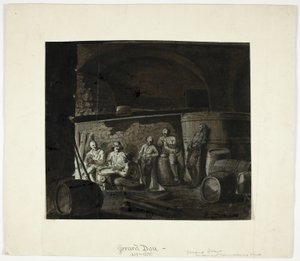 Weinkeller mit Männern, die Karten spielen von Gerrit Dou