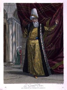 Der Großwesir in zeremoniellen Roben und Turban