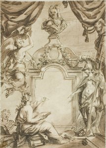 Entwurf für Titelseite: Clio diktiert Minerva von Gerard de Lairesse