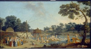 Ansicht der Serebryanichesky-Badehäuser in Moskau von Gerard de la Barthe
