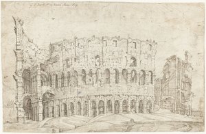 Außenansicht der Ruinen des Kolosseums, Rom von Gerard ter Borch