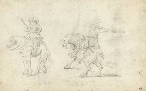 Zwei Soldaten zu Pferd von Gerard ter Borch (II) (possibly)