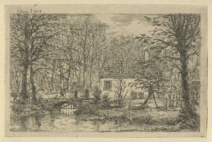 Haus mit Brücke über Graben
