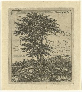 Landschaft mit Eiche und Jäger