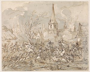 Reiterkampf bei der Einnahme eines Dorfes von Gerardus Emaus de Micault