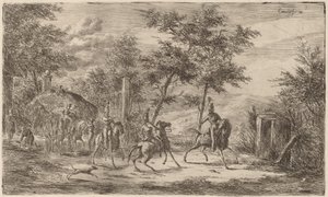 Kavallerie und Heuwagen von Gerhardus Emaus de Micault