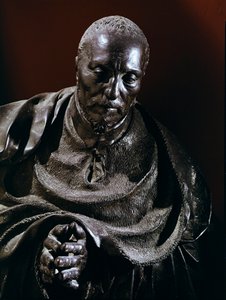 Kardinal Rene de Birague. Detail der Bronzeskulptur von Germain Pilon