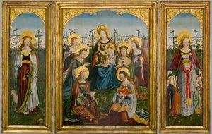 Triptychon der Jungfrau und des Kindes mit Heiligen