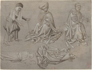 Studien für sechs Figuren (Blatt aus einem Modellbuch) [recto] von German 15th Century