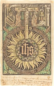 Das heilige Monogramm mit der Kreuzigung und den Passionssymbolen [recto] von German 15th Century