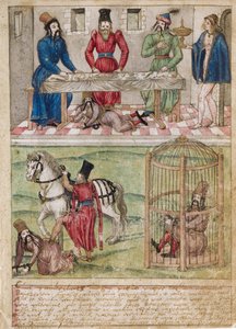 Bayezid I. gefangen von Timur, vor 1561