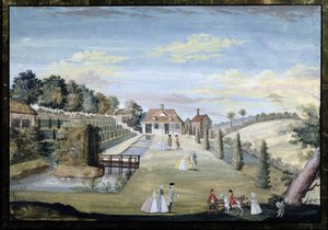 Ein formaler Wassergarten mit Terrassen, Wasserparterres und paradierenden Figuren, ca. 1730 von German School