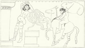 Eine Szene aus Die Frösche, ein Stück des griechischen Dramatikers Aristophanes (Gravur) von German School