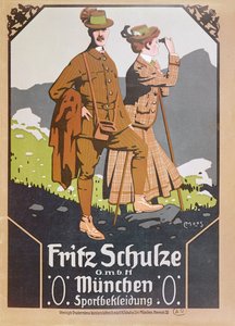Werbung für Fritz Schulze Wanderkleidung, ca. 1910