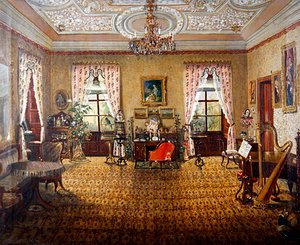 Ein Innenraum von Schloss Tambach von German School