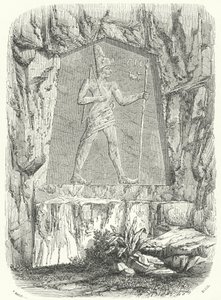Altägyptisches Relief, das den Pharao Sesostris oder Ramses II. darstellt