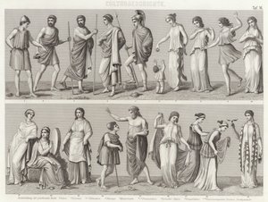 Antike griechische Kostüme. Illustration für Bilder-Atlas (Gravur) von German School